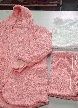 3pcs Womens Clothing Long Sleeve Crop Tank Top And Drawstring Shorts Pajama Set