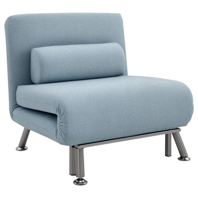 Single Sofa Chair Bed, Linen Fabric 3-in-1 Convertible Sleeper Chair with 5-Position Adjustable Backrest, 75cm Wide Seat, Pillow for Living Room, Bedroom, Sky Blue