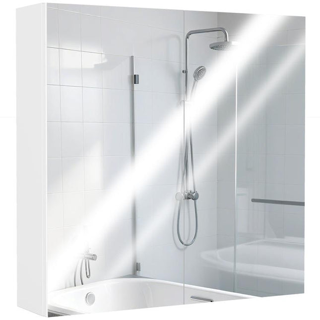 60 x 15 cm Double Door Bathroom Mirror Cabinet - White