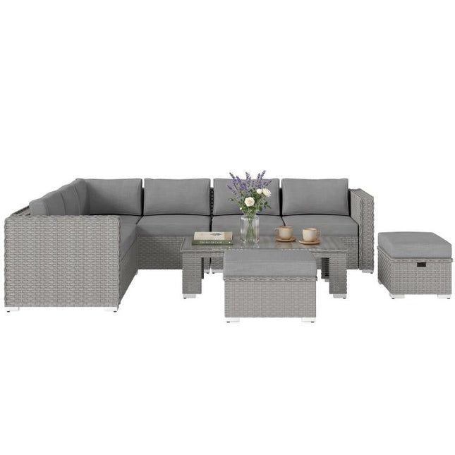 Six-Piece Rattan Sofa Set - Mixed Grey