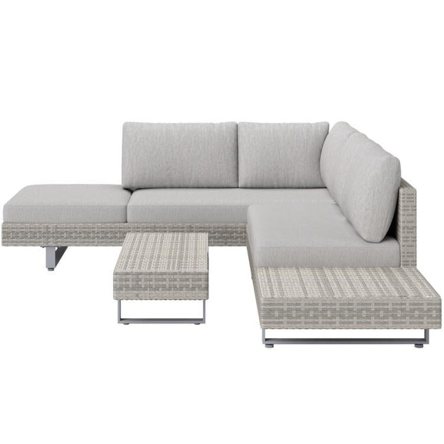Three-Piece Rattan Sofa Set, with Cushions - Grey