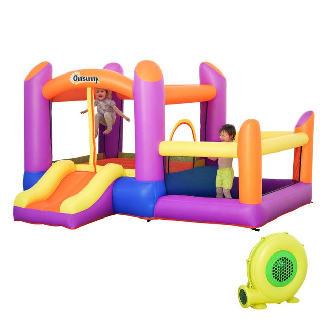 Kids Bouncy Castle House Inflatable Trampoline Slide Water Pool 3 in 1 with Blower Indoor Outdoor for Kids Age 3-8 Multi-Colour 2.8 x 2.5 x 1.7m