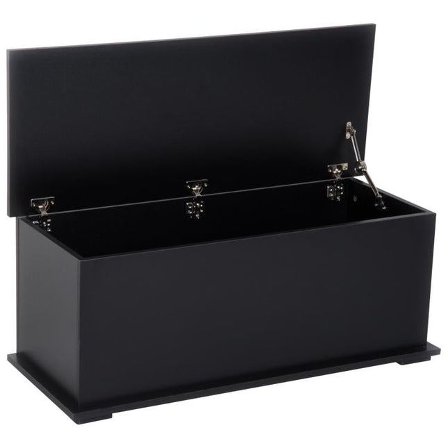 113L Storage Chest, Storage Box with Flip-Top Lid and 2 Safety Hinges, Storage Trunk for Living Room, Entryway, 100 x 40 x 40 cm, Black
