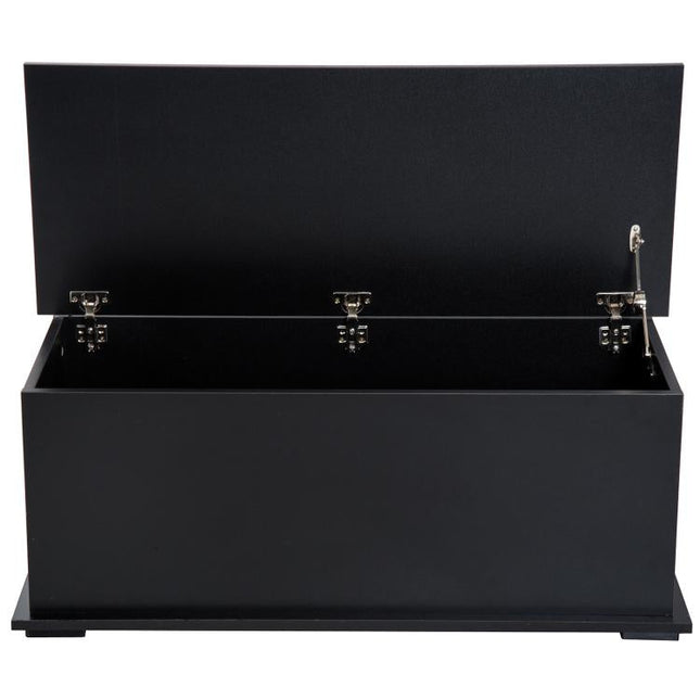 113L Storage Chest, Storage Box with Flip-Top Lid and 2 Safety Hinges, Storage Trunk for Living Room, Entryway, 100 x 40 x 40 cm, Black