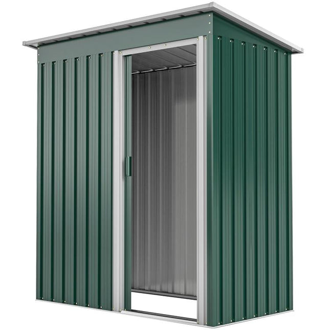 5 x 3ft Garden Storage Shed with Sliding Door and Sloped Roof Outdoor Equipment Tool, Green