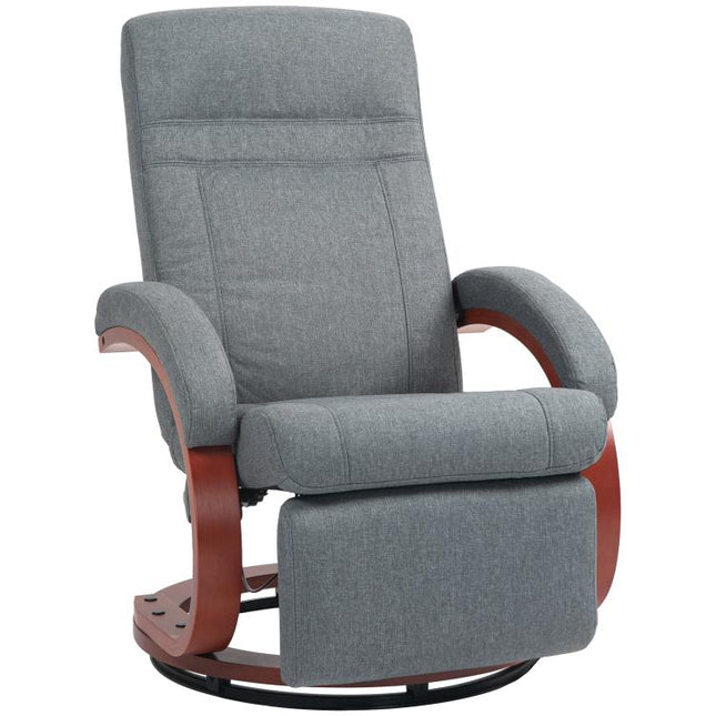 135 Degrees Manual Reclining Swivel Chair, with Footrest - Grey