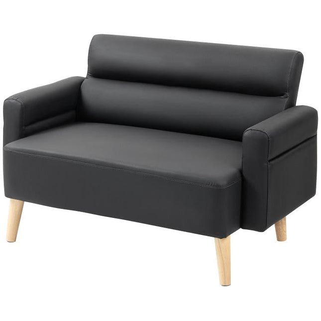 Small Faux Leather 2 Seater Sofa Settee - Black