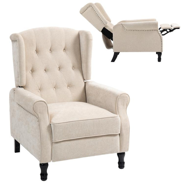 150 Degrees Reclining Vintage Armchair, with footrest - Beige