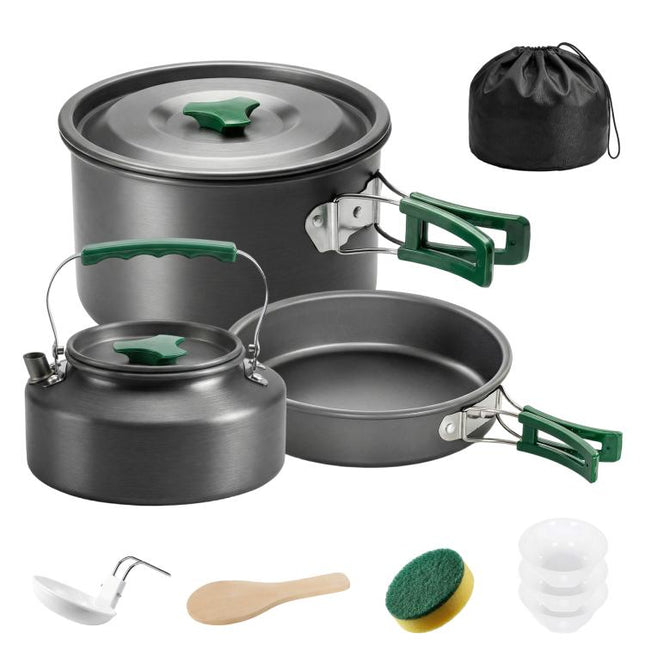 Camping Cookware Set for 2-3 Ultralight Aluminium Cooking Kit Grey
