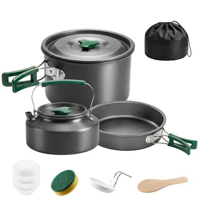 Camping Cookware Set for 2-3 Ultralight Aluminium Cooking Kit Grey