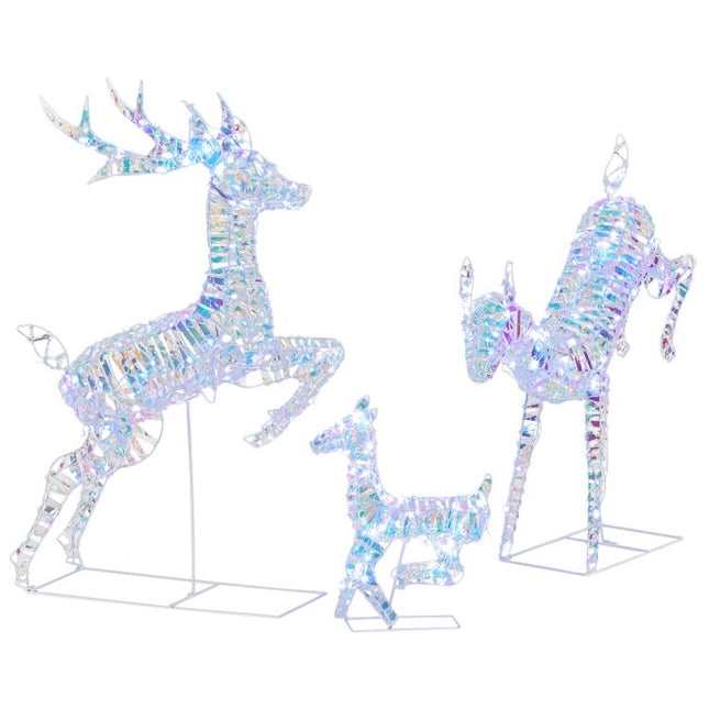 3-Piece Lighted Reindeer Family Set, Iridescent Christmas Decor