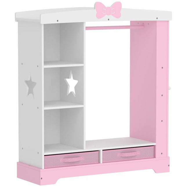 Kids Wardrobe, Children Dress Up Storage, Lighted Mirror, Pink