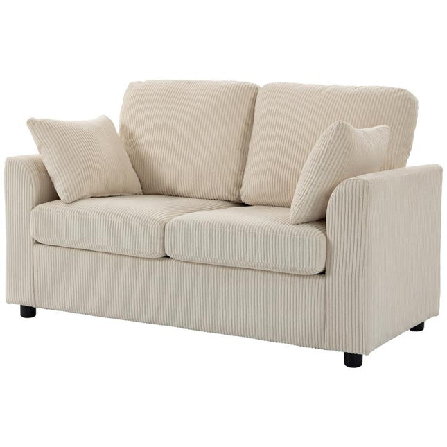 2 Seater Sofa with Spring Cushion, Wide Deep Seat, 144cm, Beige