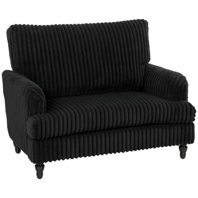 Corduroy Single Sofa Armchair, Modern Accent Chair with Stripes, Turned Legs and Wide Seat, Black