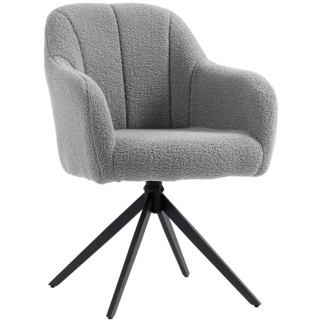 360 Degree Swivel Accent Chair, Teddy Fleece Armchair, Grey