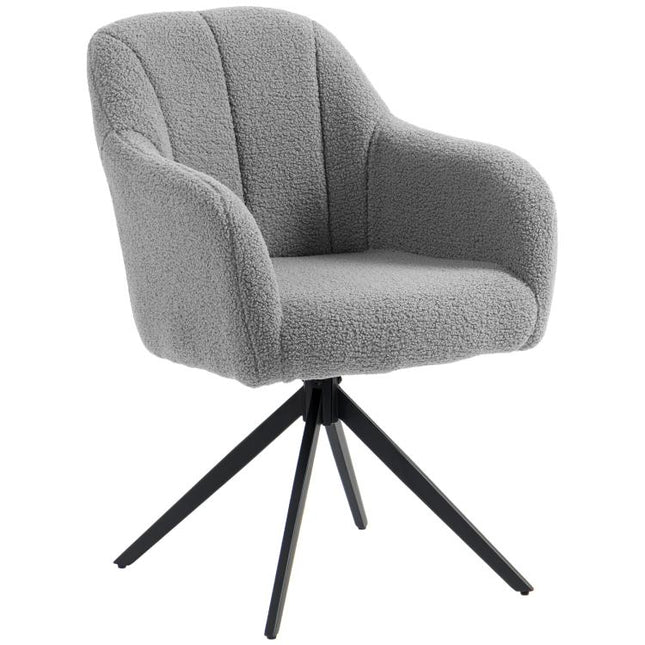 360 Degree Swivel Accent Chair, Teddy Fleece Armchair, Grey