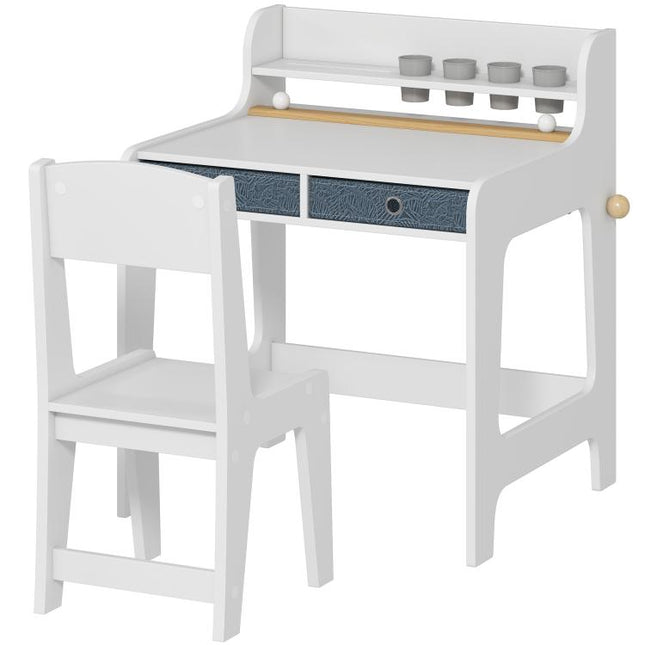 Art Table and Chair Set for children, Kids Art Desk and Chair Set with Storage Shelf and Drawers