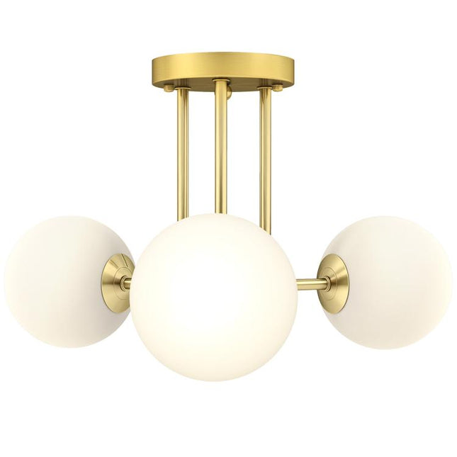 LED Ceiling Light with Globe Shades, Modern 3-Light Ceiling Light with G9 Sockets for Living Room, Bedroom, Dining Room, Bulbs Not Included, Gold Tone