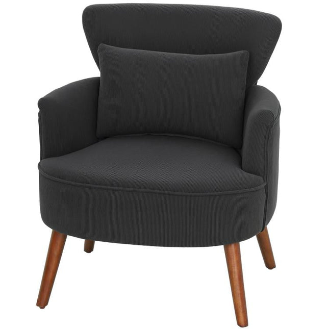 Corduroy Retro Accent Chair - Black