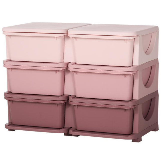Kids Storage Unit, with Six Drawers - Pink