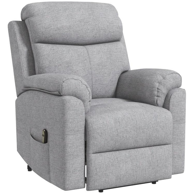 Riser and Recliner Chair with Massage for Elderly, PU Leather Overstuffed Power Lift Chair with Thick Back, Headrest, Removable Armrests, Side Pockets, Lift Armchair for Living Room, Grey