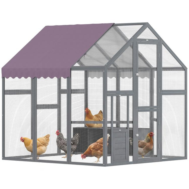 Large Walk In Chicken Run with Waterproof & Anti-UV Cover, for 6-8 Chickens, for Garden, Farm, 5.5 feet x 6 feet x 6 feet