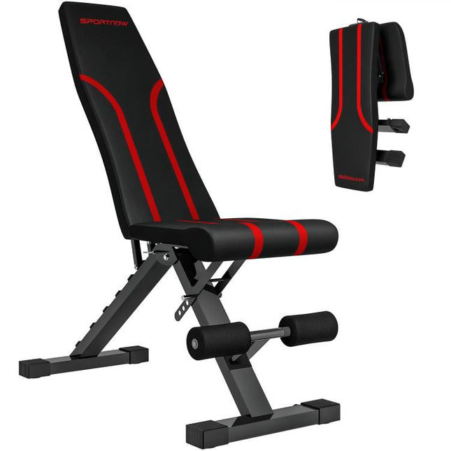 Foldable Weight Bench, Adjustable Incline Flat Bench Press with 6-Level Backrest, 4-Level Seat, Leg Extension for Home Gym Workout Full Body Strength Training