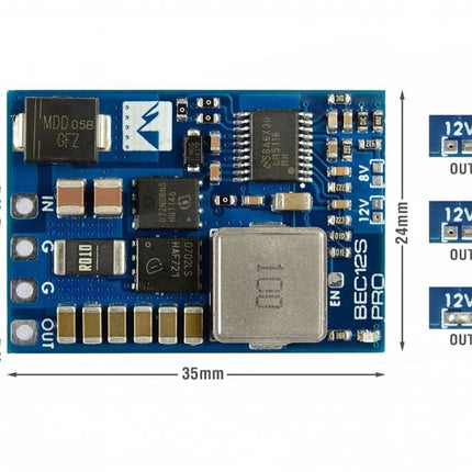 Matek BEC12S-PRO, 9-55V TO 5V/8V/12V-5A Power Module