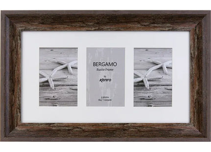 Kenro Bergamo Rustic Series 7x5 Triple Photo Frame - Brown