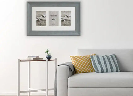 Kenro Bergamo Rustic Series 7x5 Triple Photo Frame - Grey