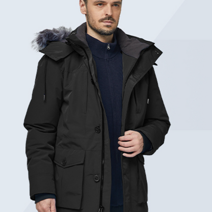 Mens Winter Puffer Coat Warm Windproof Hooded Parka Black Size L CHINMOON