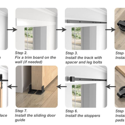 Sliding Barn Door Kit 4FT, 122cm Heavy Duty Large Wheel Black Track SANKEYTEW