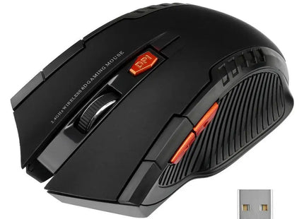 2.4G Wireless Black Mouse - 1600DPI Optical PC Computer Gaming USB Receiver