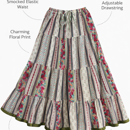 Blackfever Elegant Multicolour Stripe Tiered Maxi Skirt– Free Size
