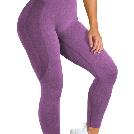 Seamless Yoga Pants - Moisture-Wicking Comfort in Stylish Brown for Gym and Everyday Wear