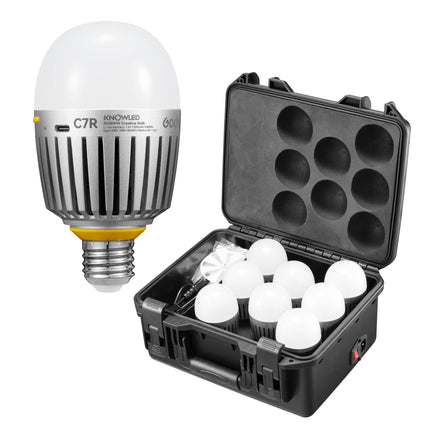 KNOWLED C7R K8 E27 RGBWW Creative Bulb 8-Light Kit for Practical Set Lighting with Built-in Battery