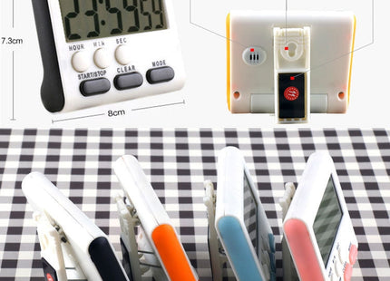 Kitchen Timer 24 Hours Digital Alarm Clock LCD Screen Magnetic Backing for Cooking Baking