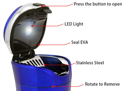 N12E Car Creative Ashtray Solar Power With Light And Cover With Cigarette Liighter