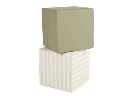 CuddleCo Soft Play Cubes 2 Piece - Cookie Stripe/Olive