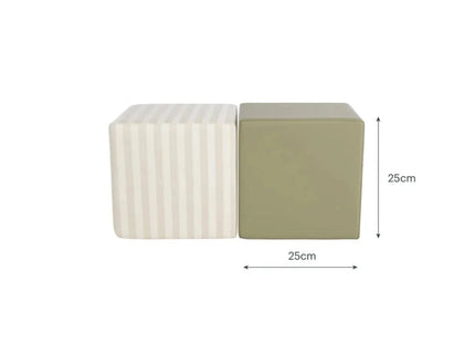CuddleCo Soft Play Cubes 2 Piece - Cookie Stripe/Olive
