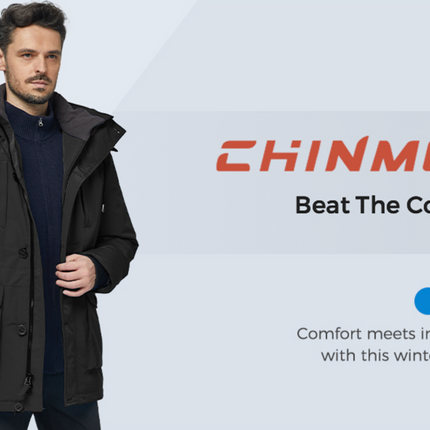 Mens Winter Puffer Coat Warm Windproof Hooded Parka Black Size L CHINMOON