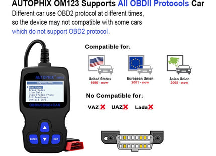 AUTOPHIX OM123 Car Portable OBD2 Scanner Car Diagnostic Tool OBD 2 Automotive Scanner EOBD Code Reader, OM123 (Orange)