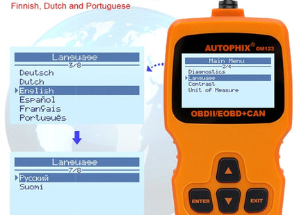 AUTOPHIX OM123 Car Portable OBD2 Scanner Car Diagnostic Tool OBD 2 Automotive Scanner EOBD Code Reader, OM123 (Orange)