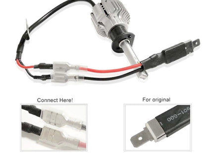 2 PCS Universal H1 Conversion Bulb Harness Wire Plugs Power Wire Adapter Connectors, H1 Wire 1