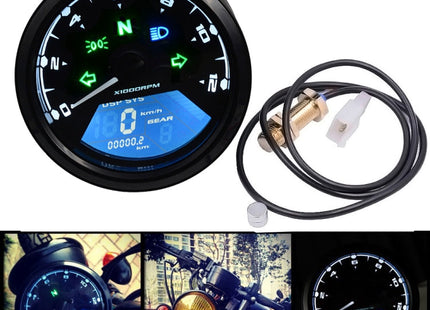 Motorcycle LCD Digital Tachometer Speedometer Odometer Gauge, CS-363