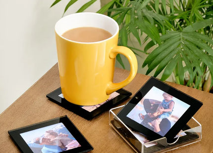 Kenro Acrylic Photo Coasters with Holder - Set of 4