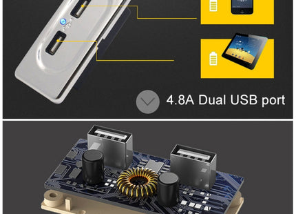 4.8A Short Cable RV Bus Modified Car Charger Dual USB Charger