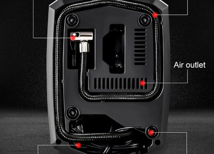 Car 12V Portable Inflatable Cylinder Pedal Pointer Air Pump with Light & Tool Box, Pointer with Tool Box
