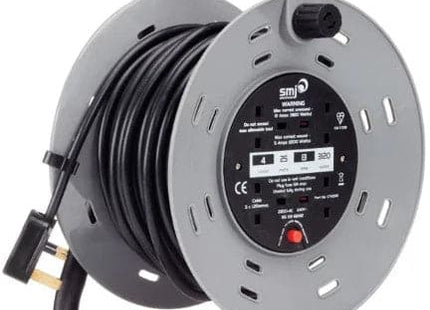 SMJ Electrical 25m 4-Socket 13A Heavy Duty Steel Frame Extension Cable Reel