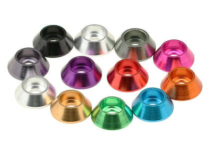 10pc M5 Cone Cup Cap Head Washers Coloured Aluminium Pack
